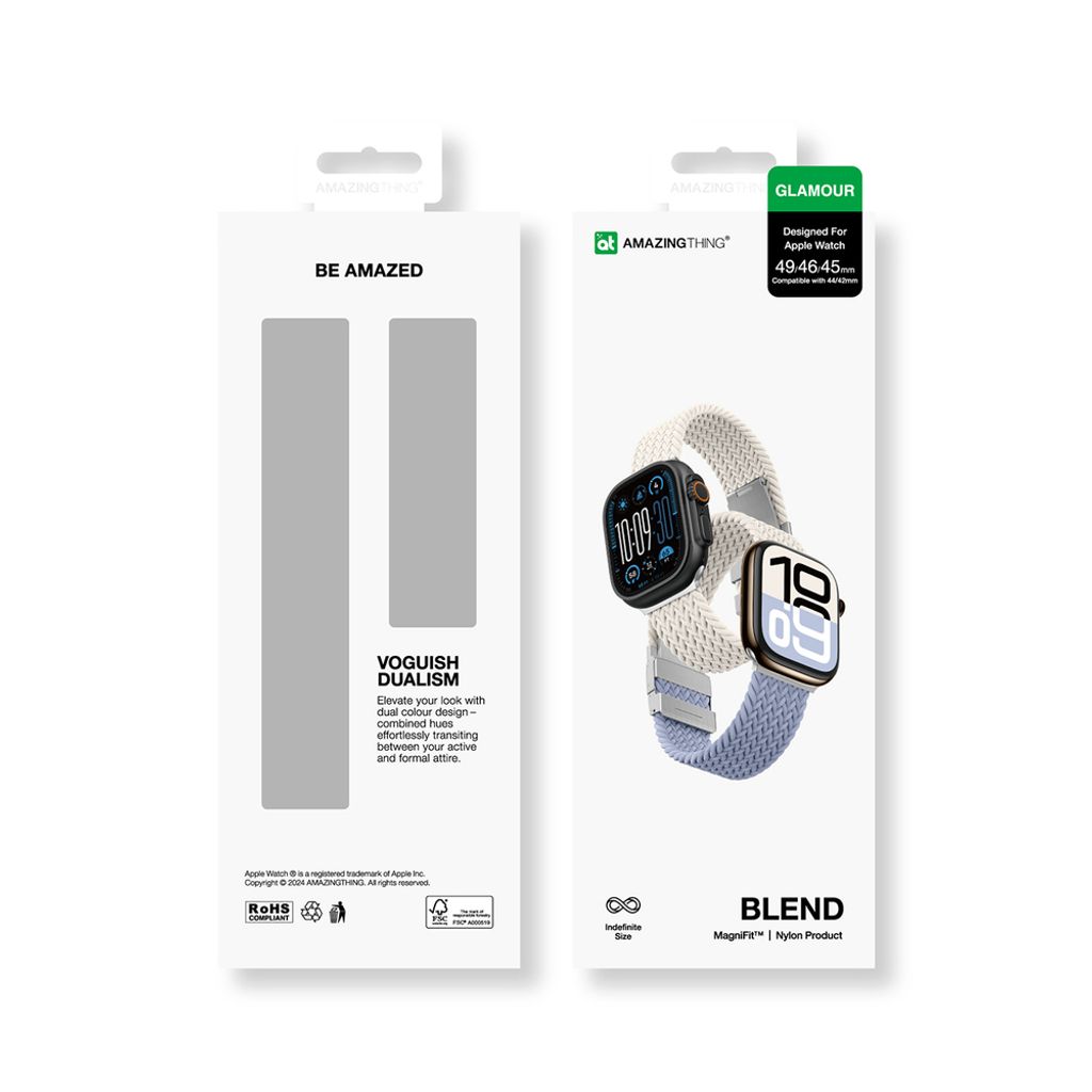 AmazingThing Blend Kellonranneke Apple Watch 45/46/49mm 2-pakkaus - Sininen/Valkoinen