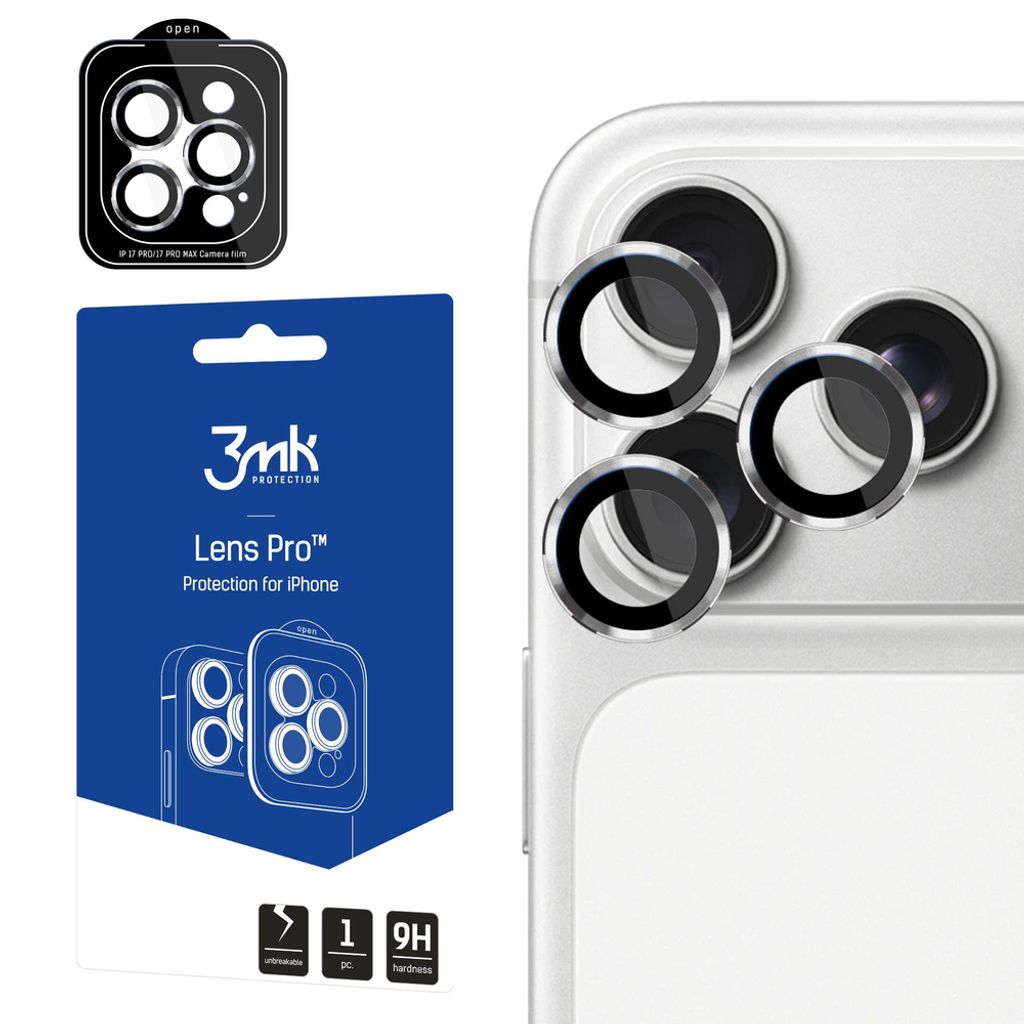3mk Lens Protection Pro Linsebeskytter till iPhone 17 Pro/17 Pro Max - Sølv