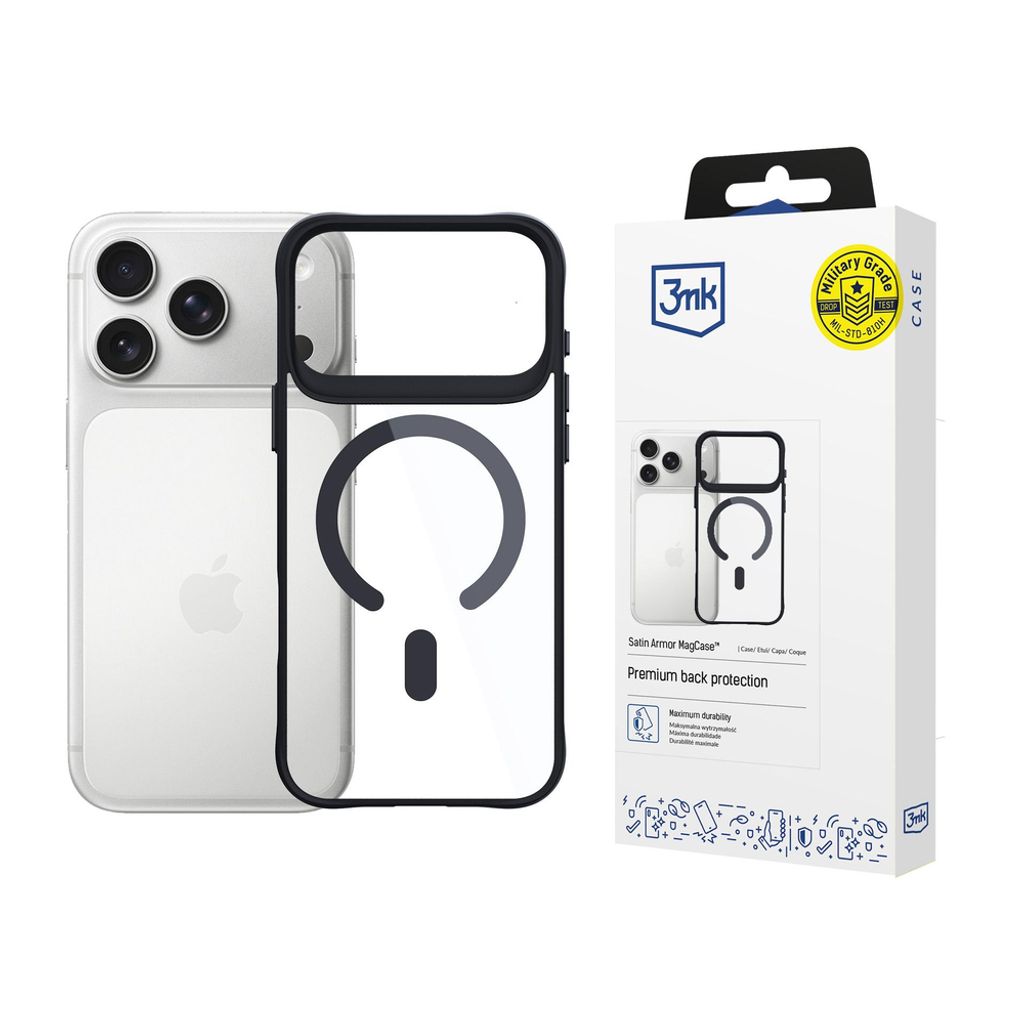 3mk Satin Armor MagSafe Cover till iPhone 17 Pro - Sort