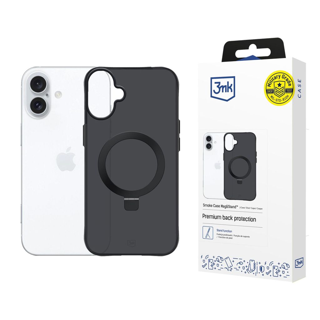 3mk Smoke Mag&Stand Cover till iPhone 17 - Sort