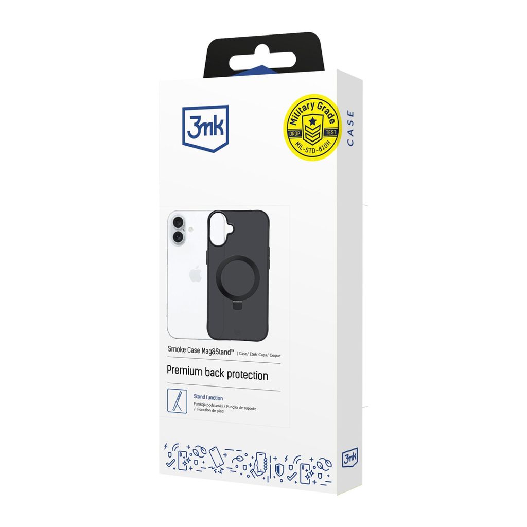 3mk Smoke Mag&Stand Cover till iPhone 17 - Sort