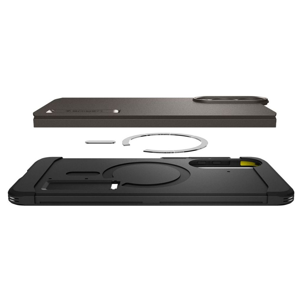 Spigen Tough Armor MagSafe Kuori Samsung Galaxy S25 Edge - Harmaa/Musta