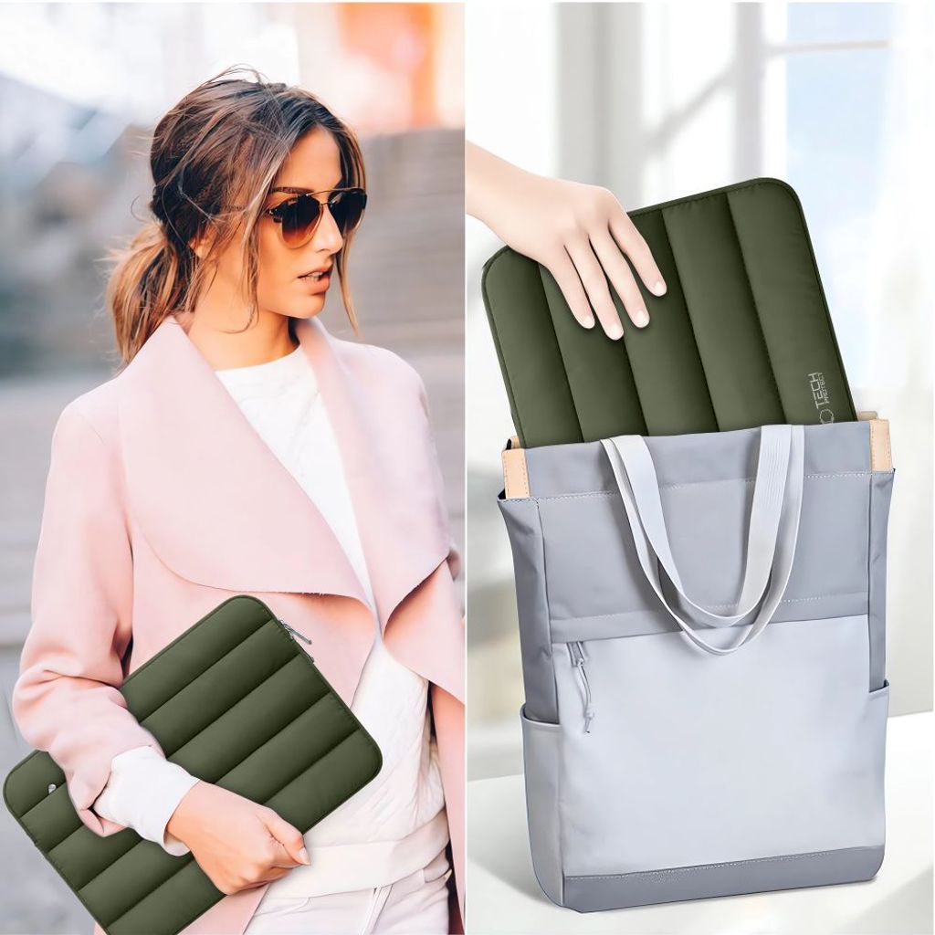 Tech-Protect Fluffy Laptop Sleeve 13-14" – Grøn