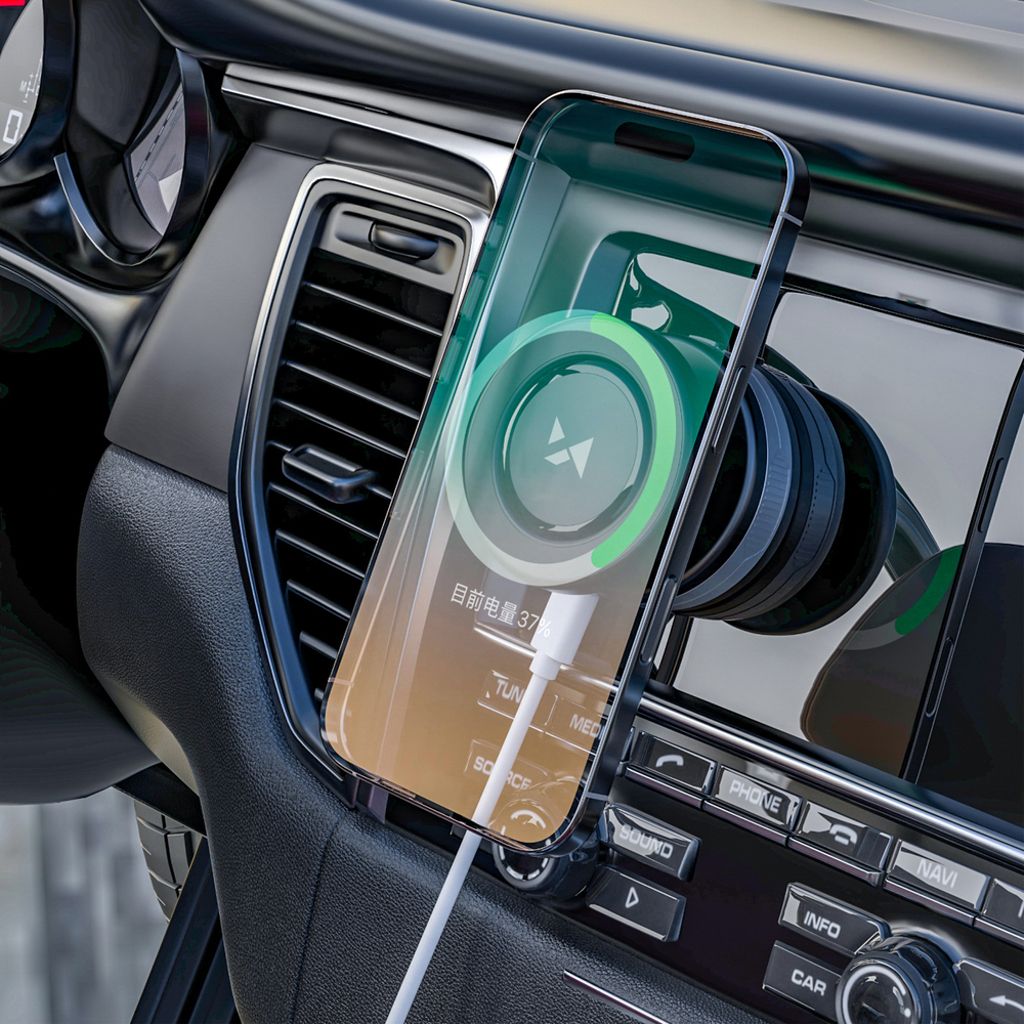 Wozinsky WUSQ-01 telefonholder til bil med Qi-oplader MagSafe – sort