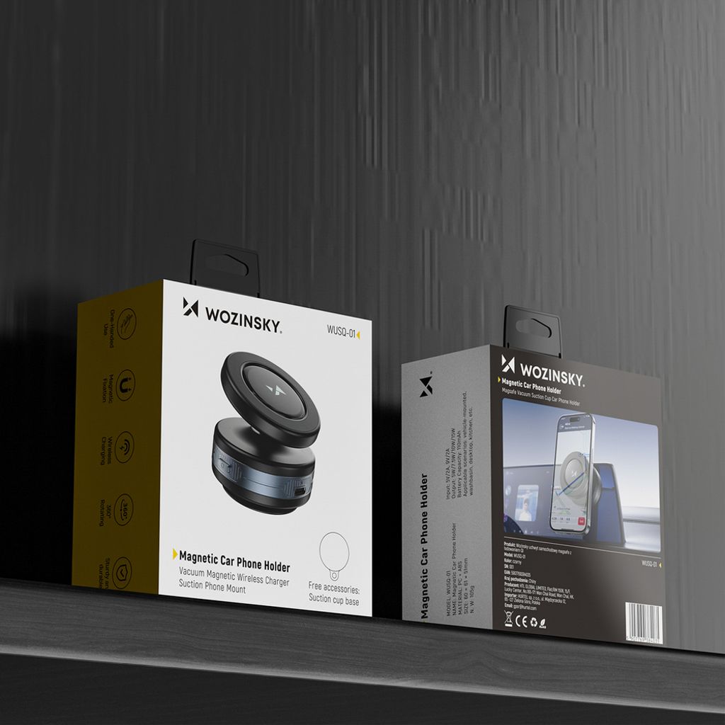 Wozinsky WUSQ-01 telefonholder til bil med Qi-oplader MagSafe – sort