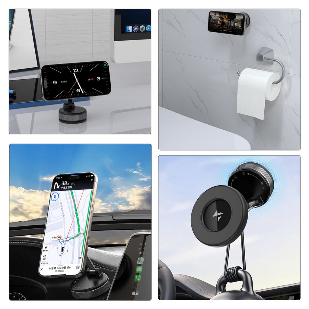 Wozinsky Magnetisk Biltelefonholder - Dashbord - Svart