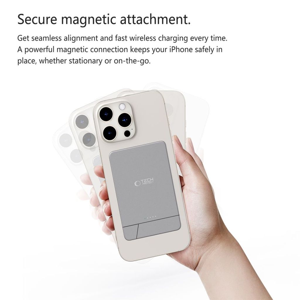 Tech-Protect PB14 LifeMag MagSafe trådløs powerbank 5000 mAh – grå