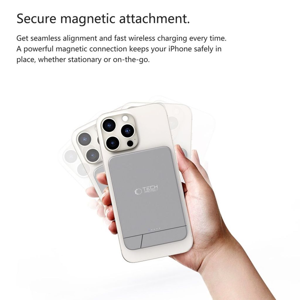Tech-Protect PB14 LifeMag MagSafe trådløs powerbank 10000 mAh – grå