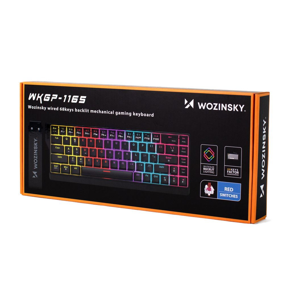Wozinsky WKGP-1165 mekanisk spilltastatur RGB-belysning - svart
