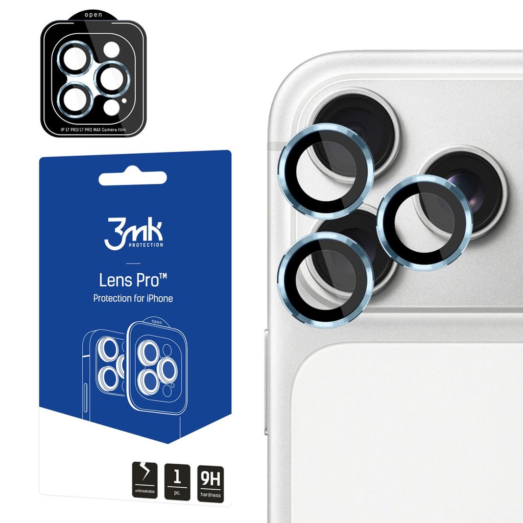 3mk Lens Protection Pro Linsebeskytter till iPhone 17 Pro/17 Pro Max - Lyseblå