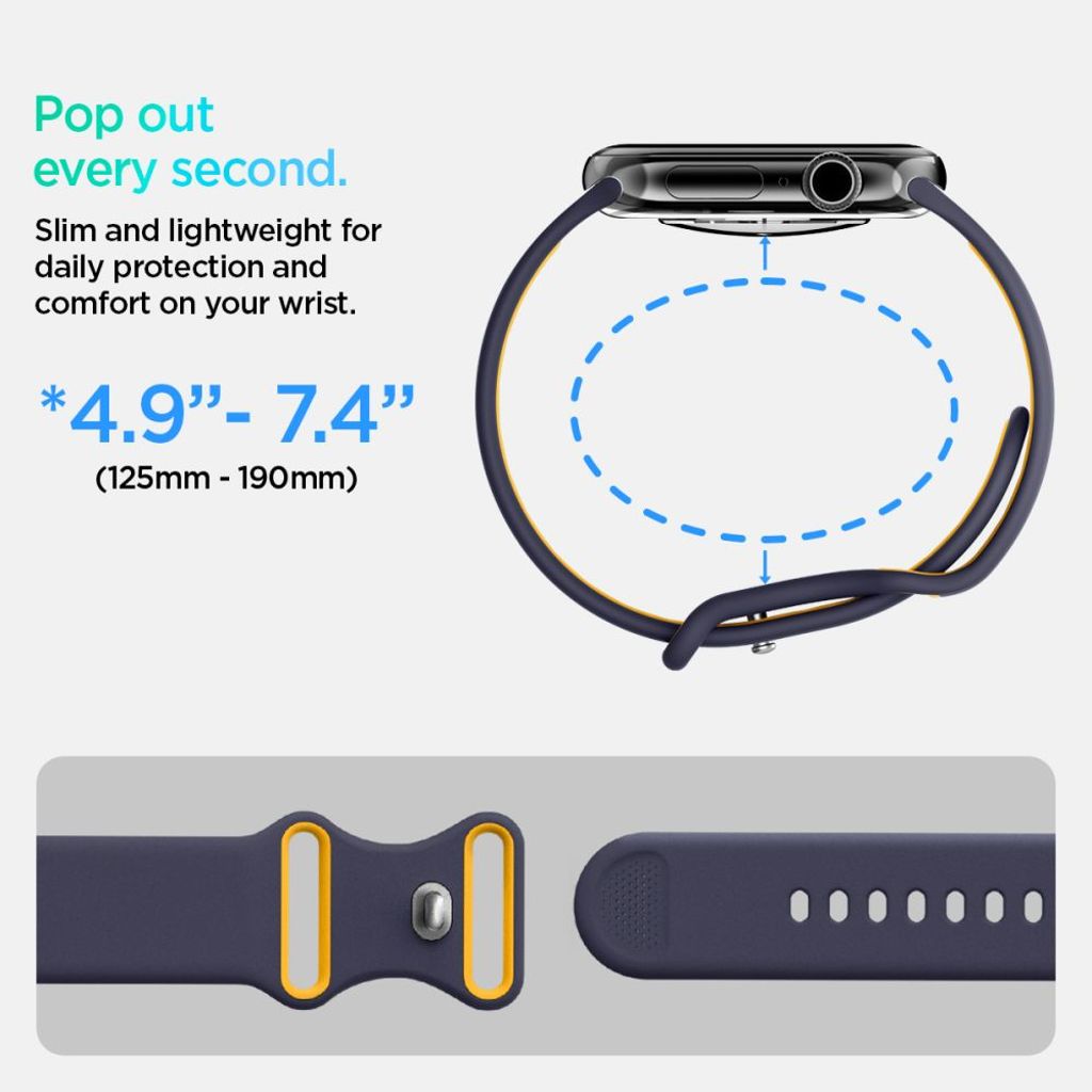 Spigen Nano Pop Kellonranneke Apple Watch 40/41/42mm - Tummansininen/oranssi