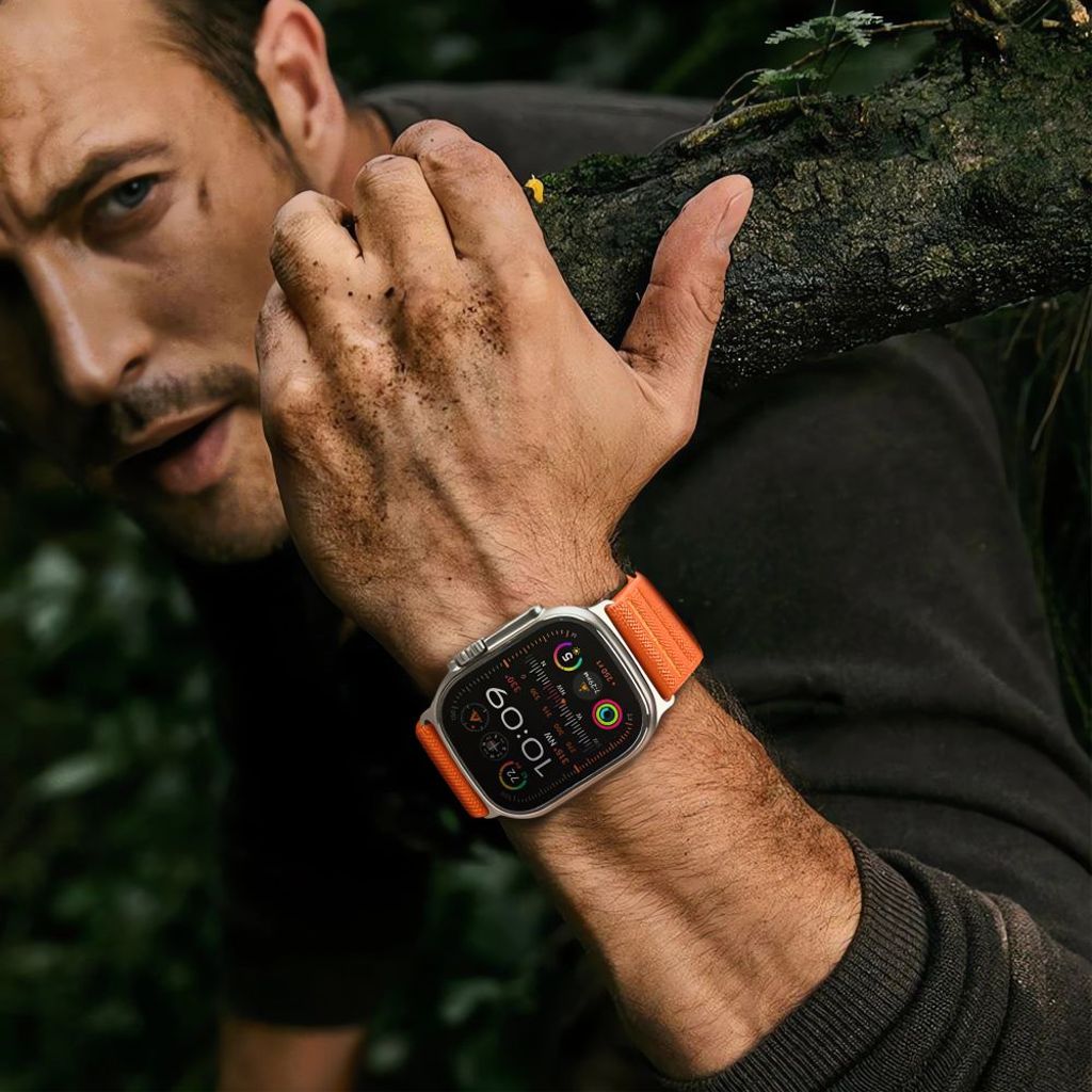 Tech-Protect Nylon Klokkereim til Apple Watch 44/45/46/49 mm - Oransje