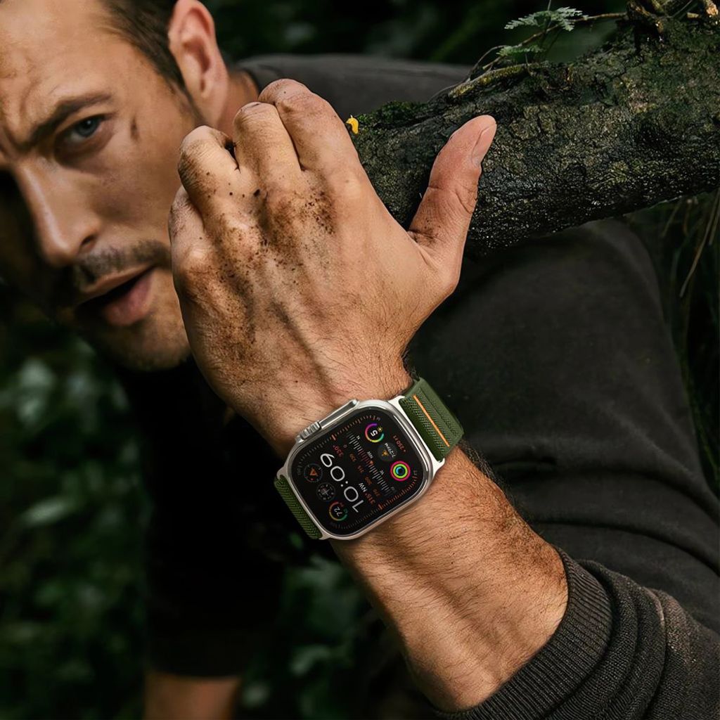 Tech-Protect Nylon Slip Klokkereim til Apple Watch 44/45/46/49 mm - Grønn