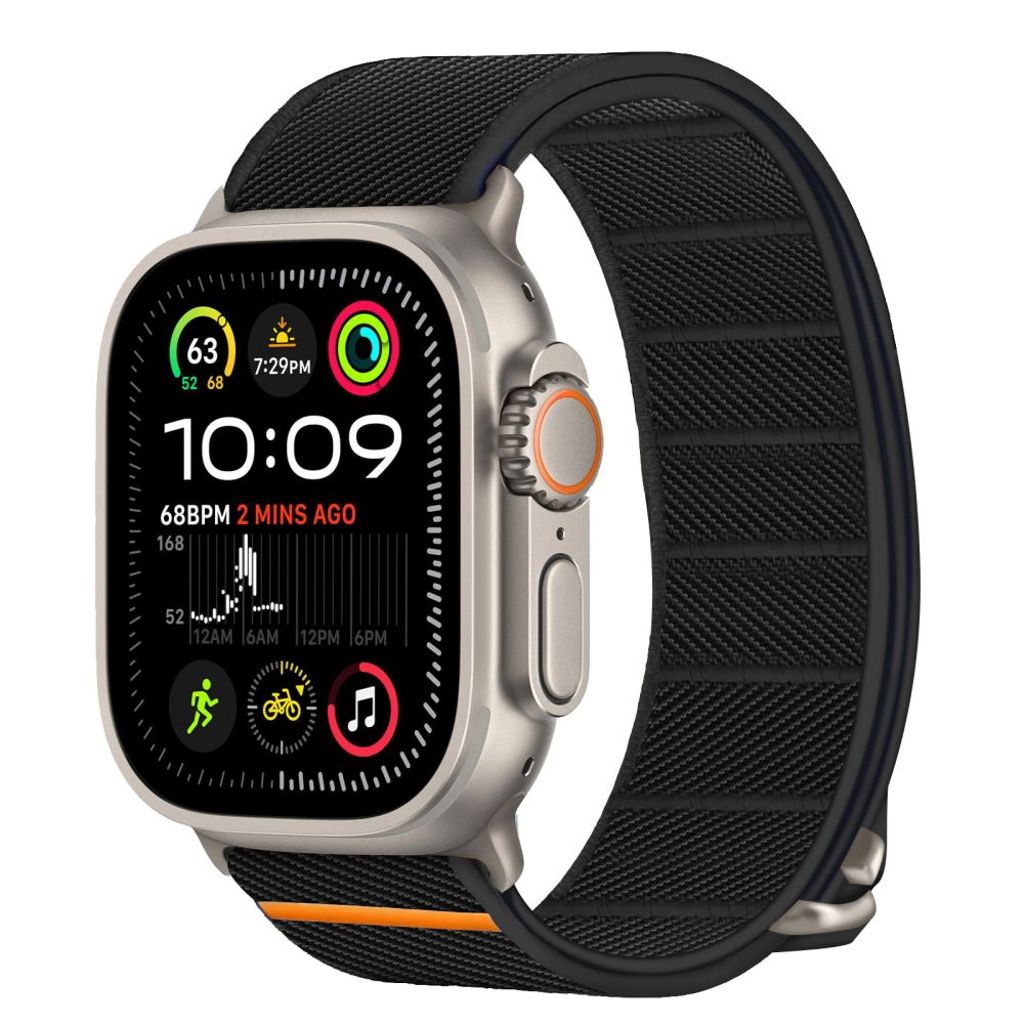 Tech-Protect Nylon Slip Klokkereim til Apple Watch 44/45/46/49 mm - Svart