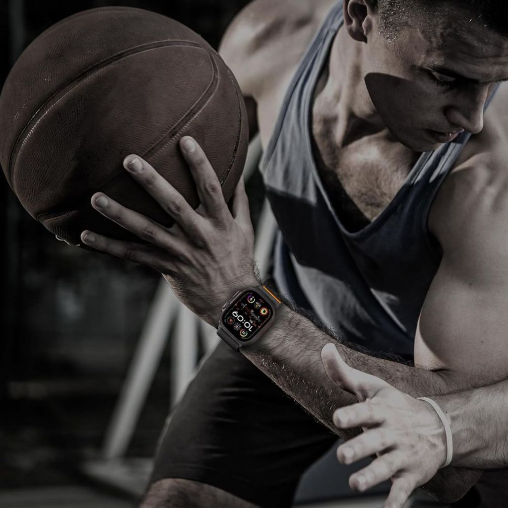 Tech-Protect Nylon Slip Klokkereim til Apple Watch 44/45/46/49 mm - Svart