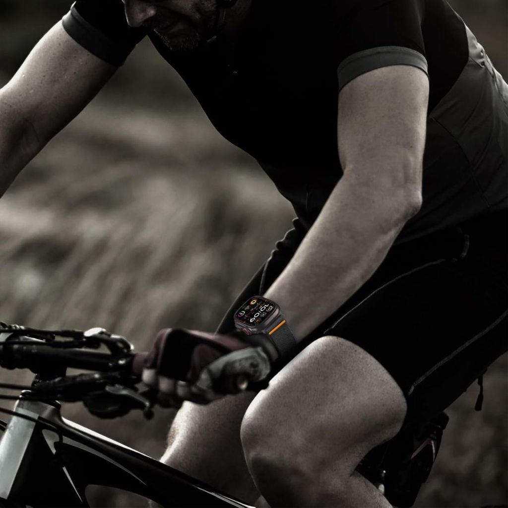 Tech-Protect Nylon Slip Klokkereim til Apple Watch 44/45/46/49 mm - Svart