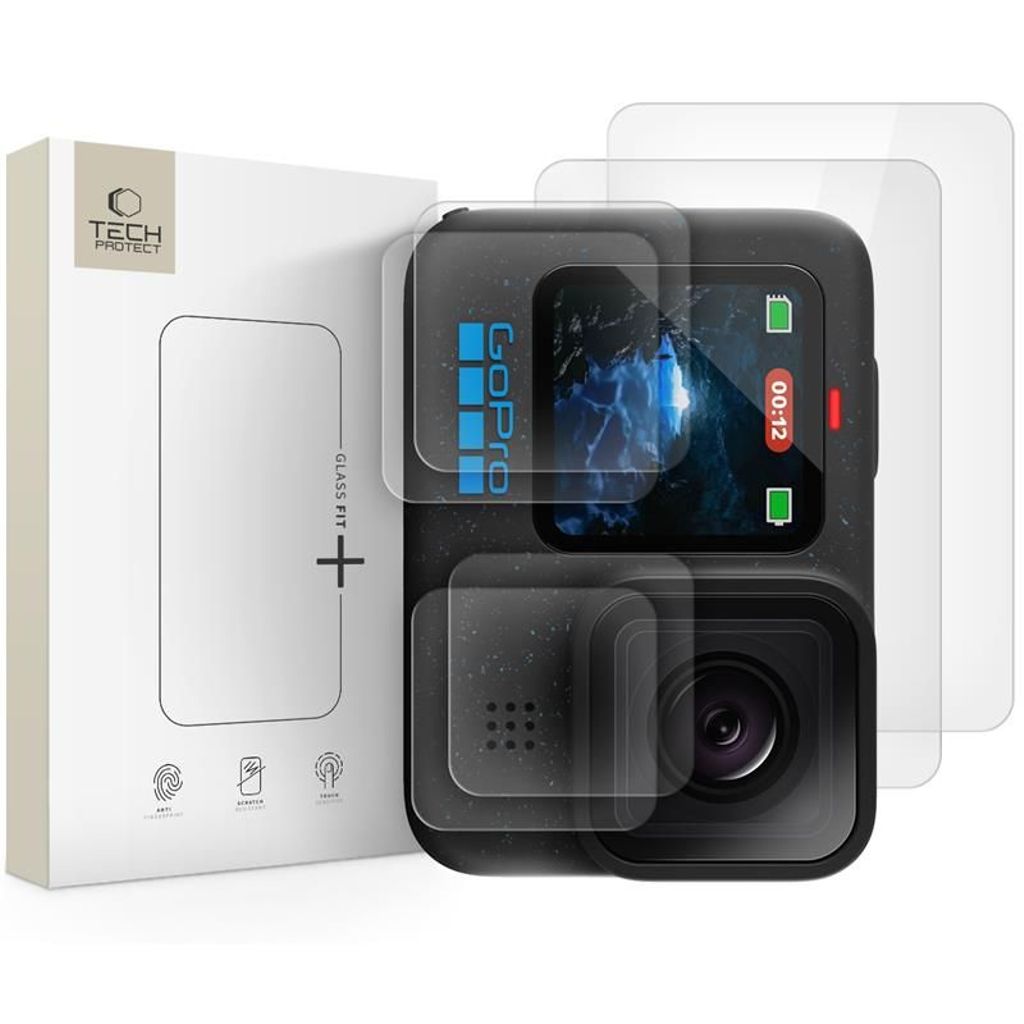 Tech-Protect Glass Fit+ Screen Protector 2-Pack for GoPro Hero 9/10/11/12 – Transparent