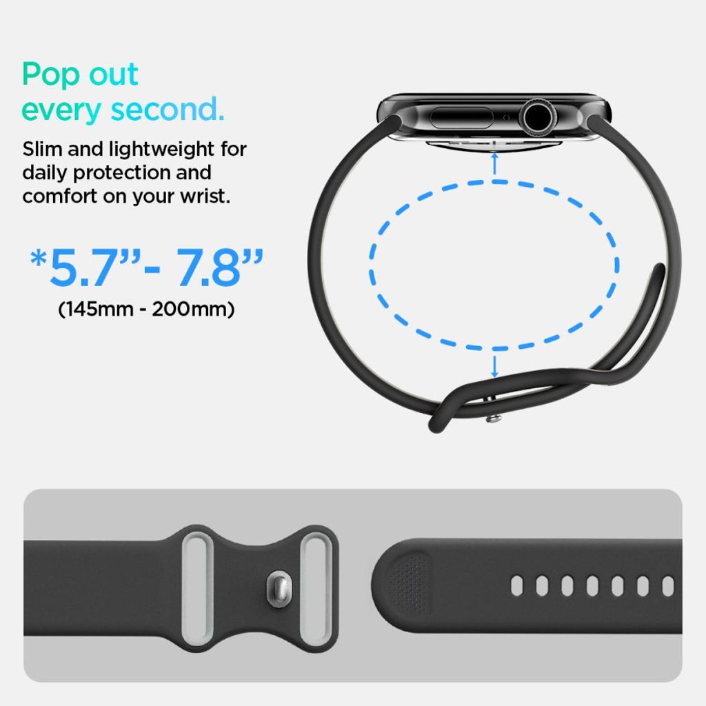 Spigen Nano Pop Klokkereim til Apple Watch 44/45/46/49 mm - Svart/Grå