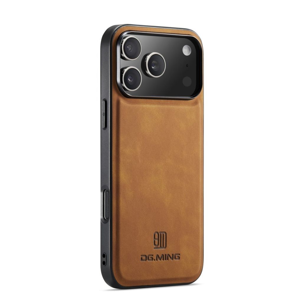 DG.MING iPhone 18 Pro Max/17 Pro Max Deksel med PU-lær - Lysbrun