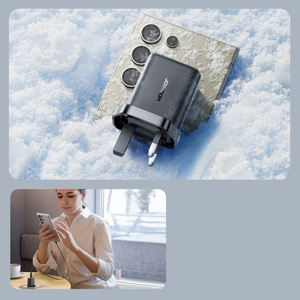 Joyroom USB-C vegglader 25W med 1m USB-C-kabel (UK-plugg) – svart