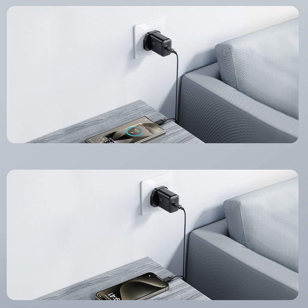 Joyroom USB-C vegglader 25W med 1m USB-C-kabel (UK-plugg) – svart