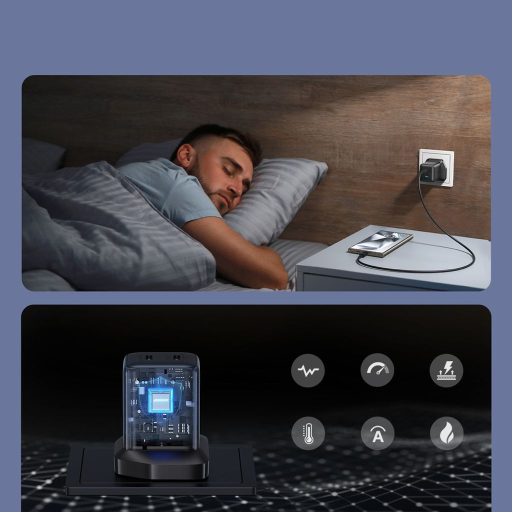 Joyroom 45W 2x USB-C vegglader (UK-plugg) – svart