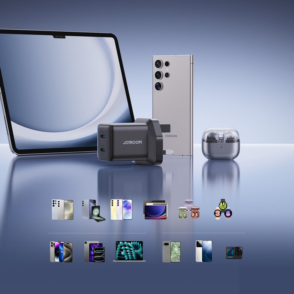 Joyroom 45W 2x USB-C vegglader (UK-plugg) – svart