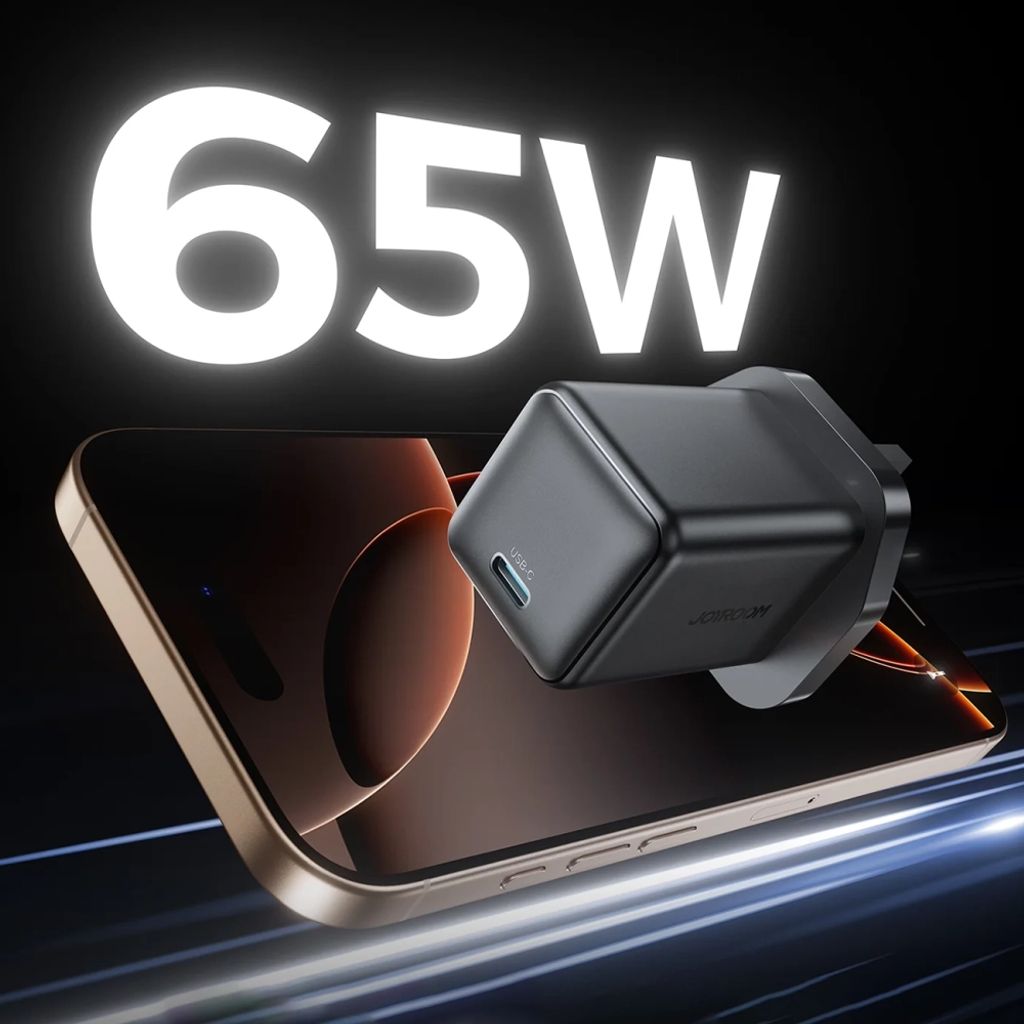 Joyroom 65W vegglader 1x USB-C (UK-plugg) – svart