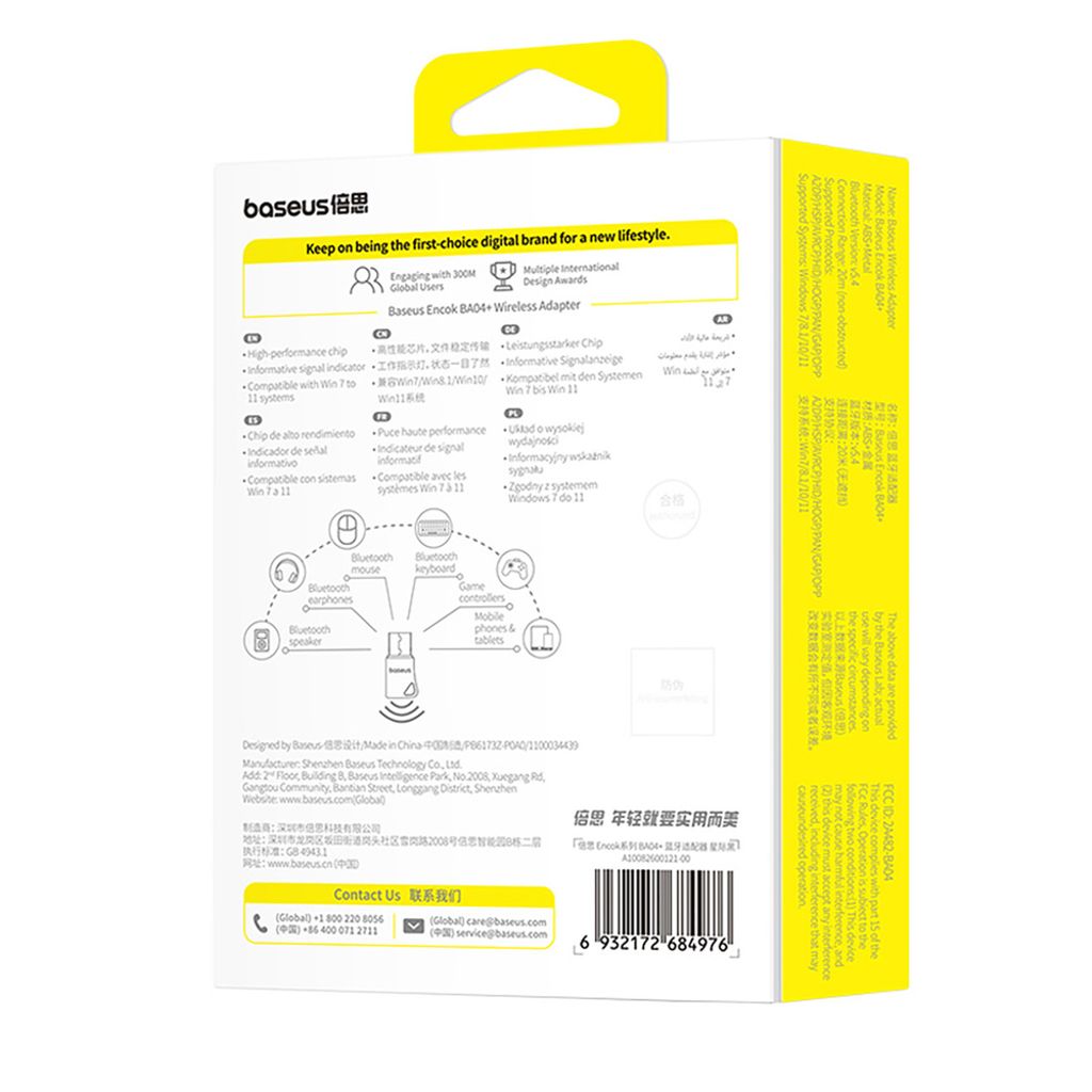 Baseus Encok BA04+ Bluetooth 5.4 Bluetooth-adapter – Svart