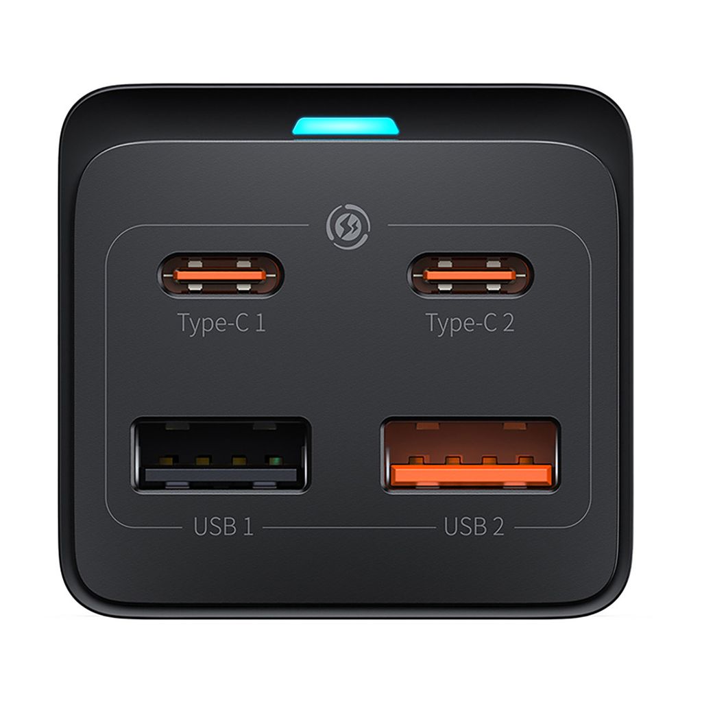 Baseus GaN3 Pro 65W laddstation med 2x USB-C/2x USB-A & USB-C kabel – Svart