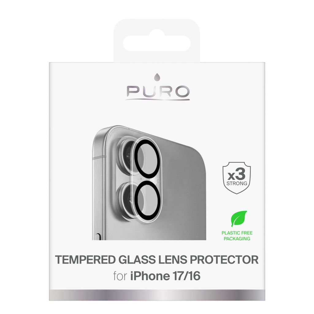 Puro Camera Standard Linsebeskyttelse till iPhone 17/16 - Gennemsigtig