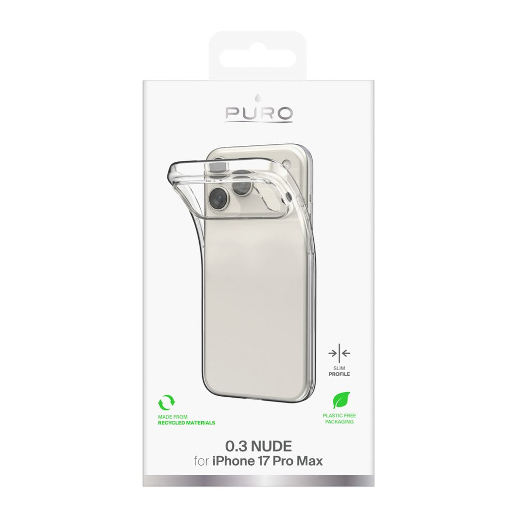 Puro 0.3 Nude Ultra-Slim Cover till iPhone 17 Pro Max - Gennemsigtig
