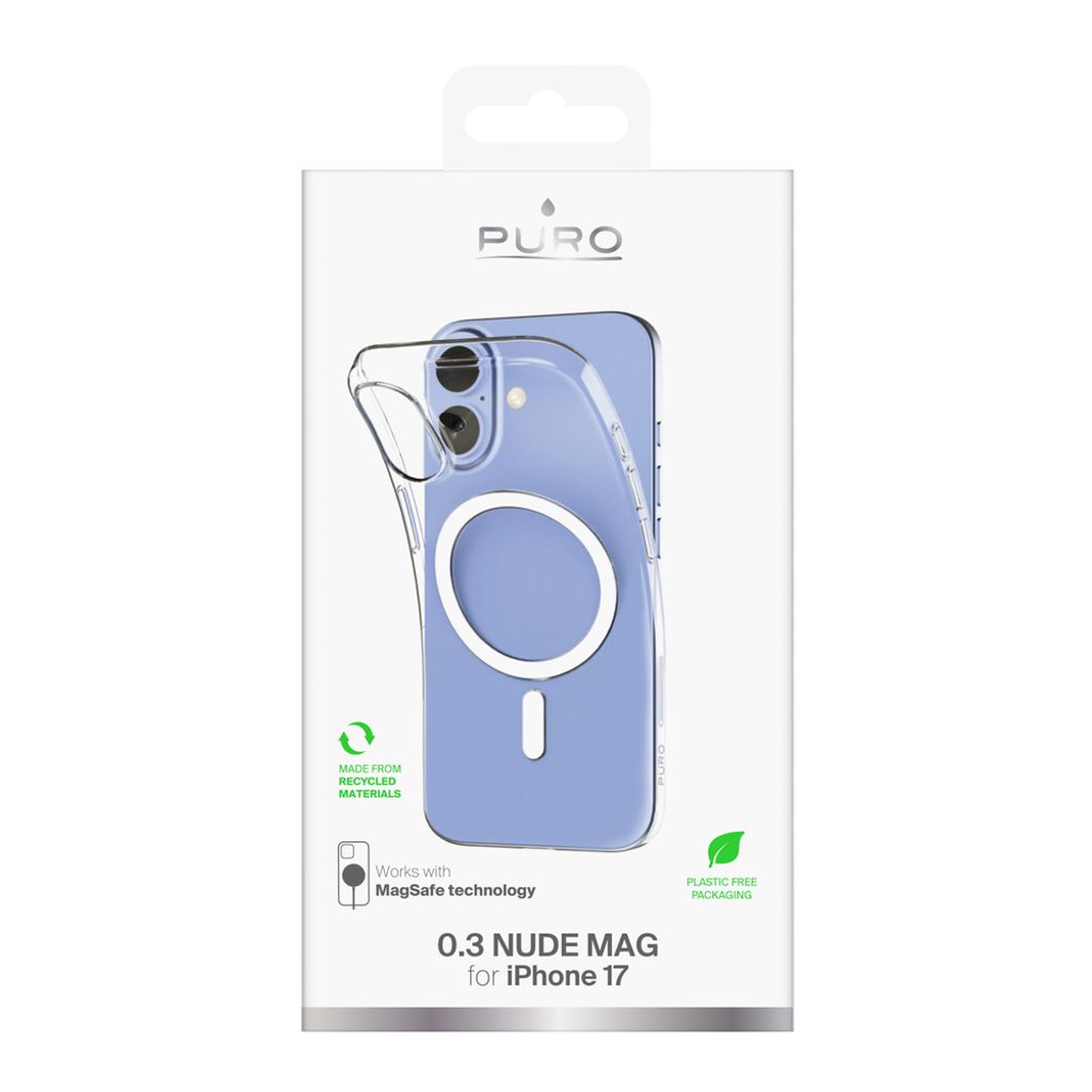 Puro 0.3 MAG Ultra-Slim MagSafe Cover till iPhone 17 - Gennemsigtig