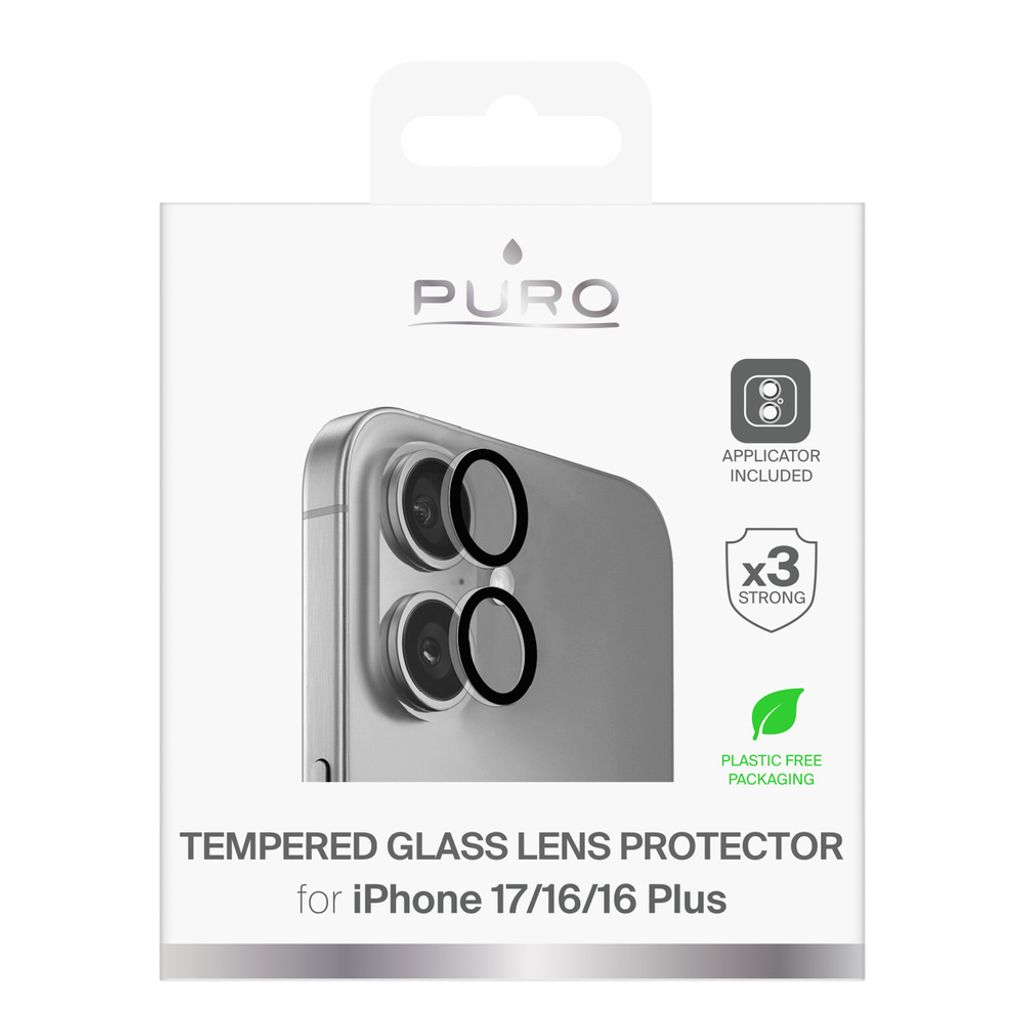 Puro Individual lenses Linsebeskyttelse till iPhone 17/16/16 Plus - Gennemsigtig