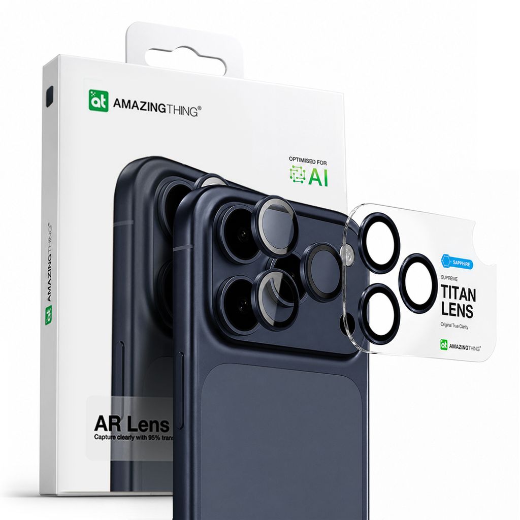 AmazingThing Sapphire Camera Glass Linsebeskytter till iPhone 17 Pro/17 Pro Max - Blå