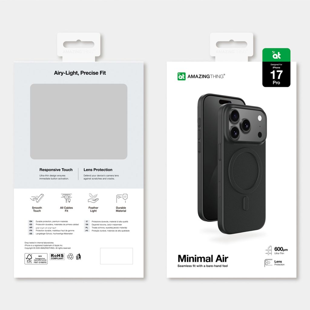 AmazingThing Minimal Air MagSafe -kuori till iPhone 17 Pro - Musta