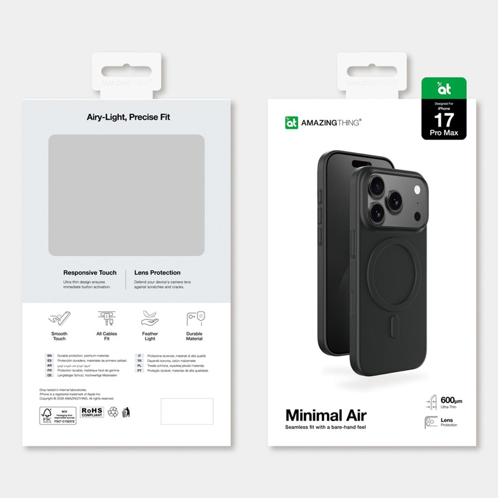 AmazingThing Minimal Air MagSafe -kuori till iPhone 17 Pro Max - Musta