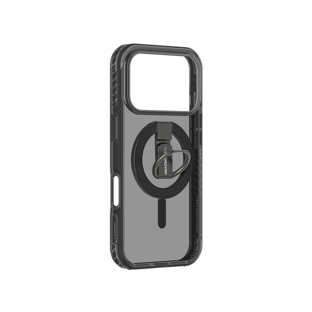 AmazingThing Titan Pro Grip Ring Set MagSafe -kuori till iPhone 17 Pro Max - Musta