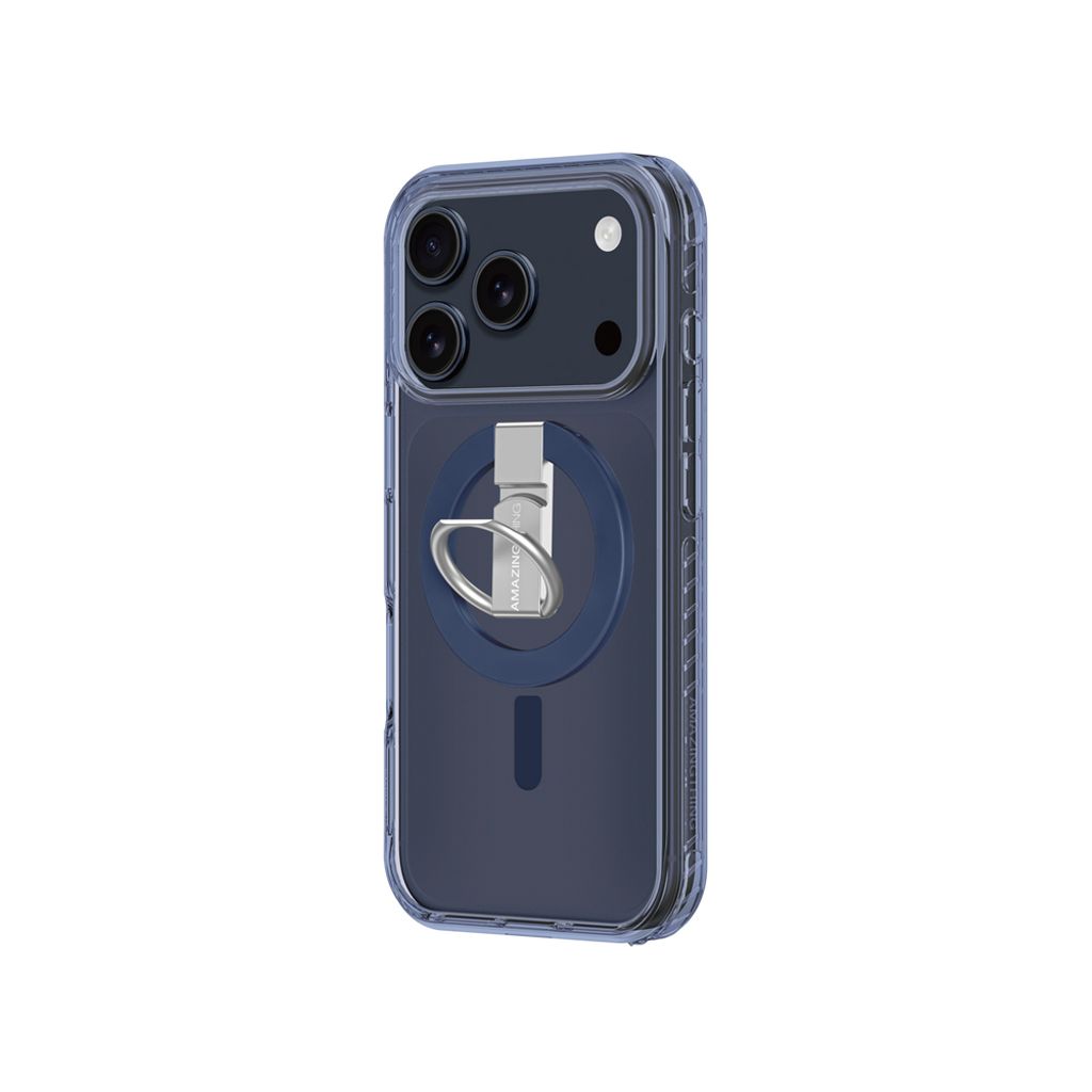 AmazingThing Titan Pro Grip Ring Set MagSafe -kuori till iPhone 17 Pro Max - Sininen