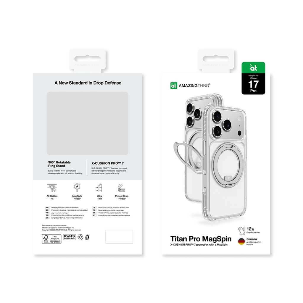 AmazingThing Titan Pro MagSpin -kuori till iPhone 17 Pro - Harmaa