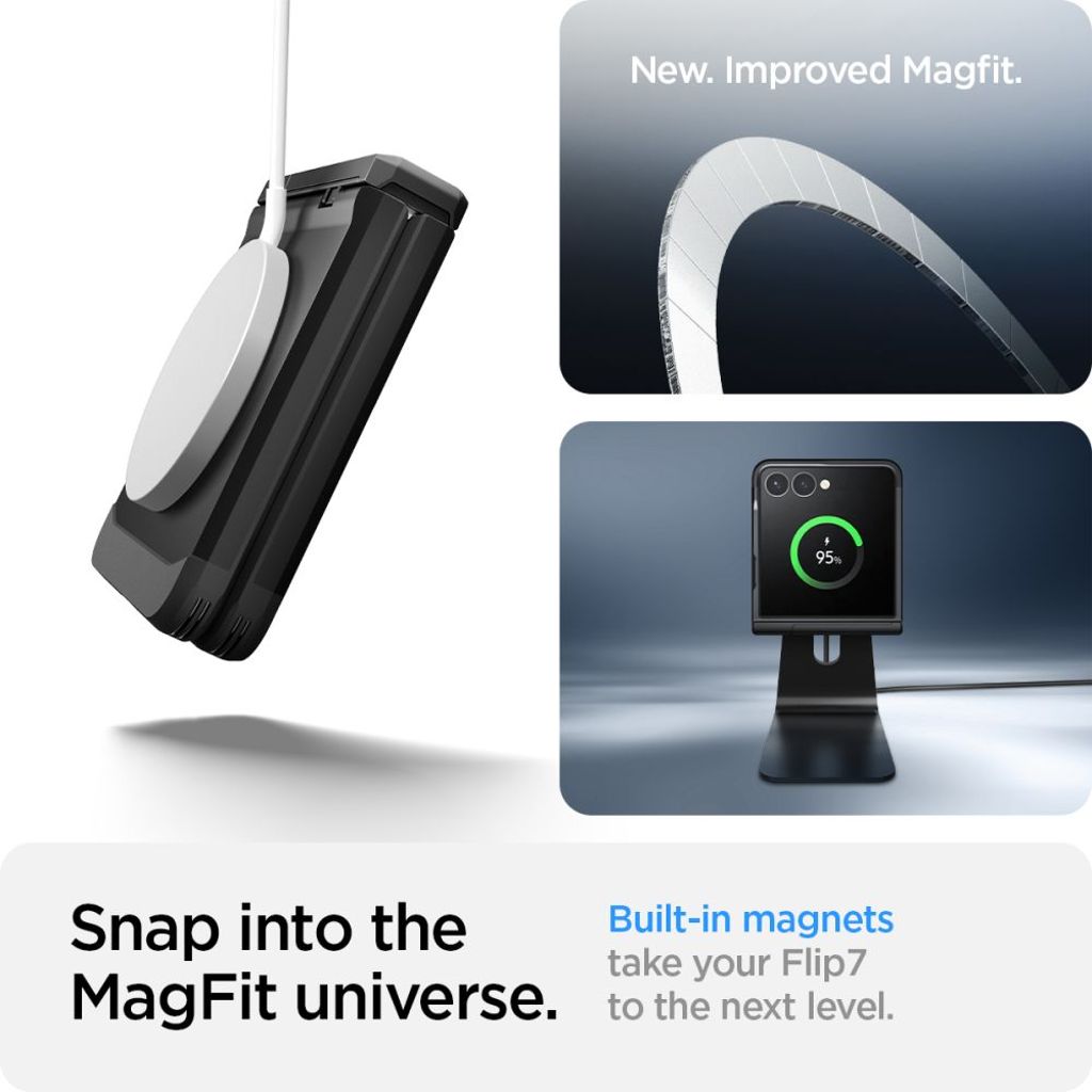 Spigen Tough Armor Pro MagSafe Kuori Samsung Galaxy Z Flip 7 - Musta