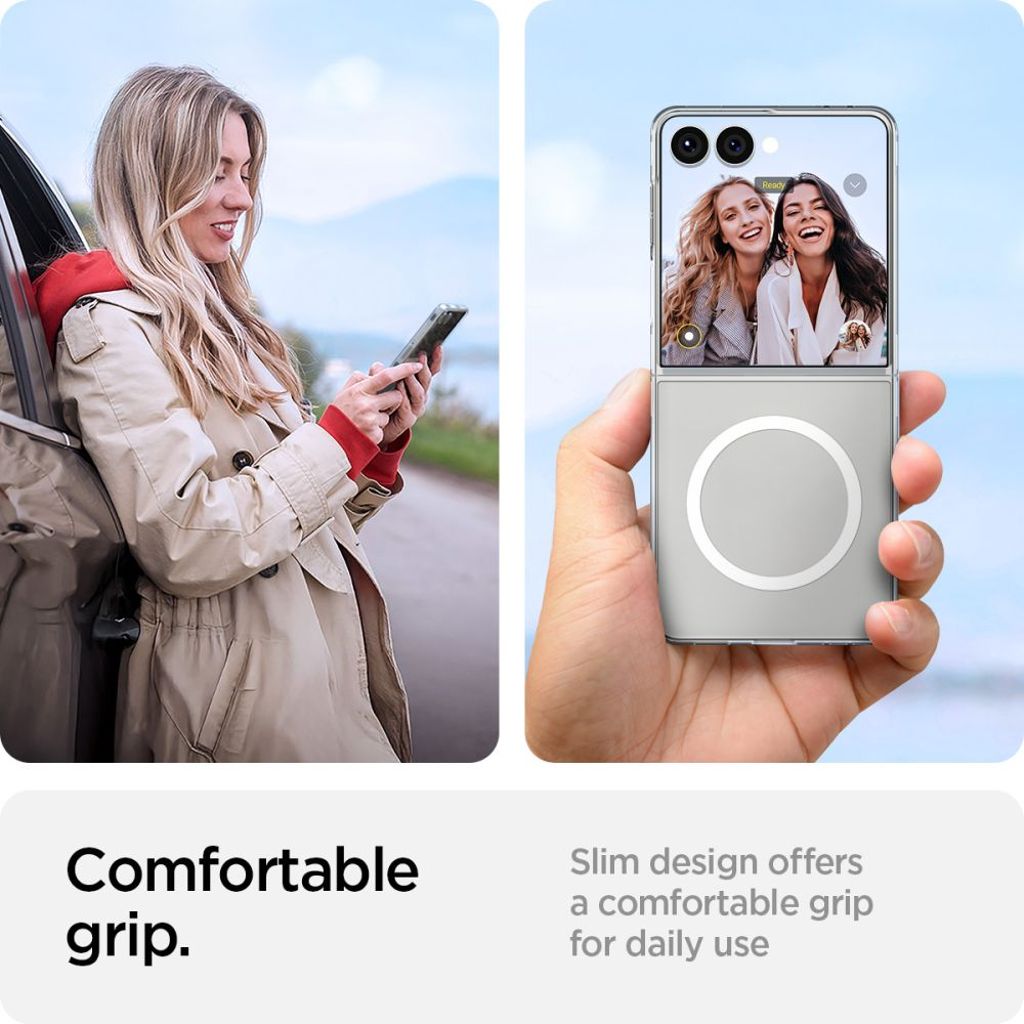 Spigen AirSkin MagSafe Kuori Samsung Galaxy Z Flip 7 - Läpinäkyvä/valkoinen