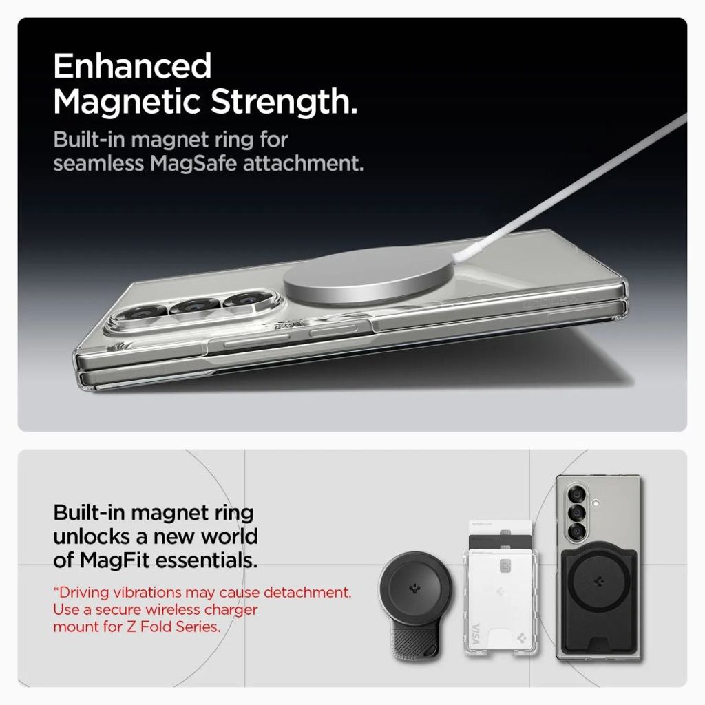 Spigen AirSkin MagSafe Kuori Samsung Galaxy Z Fold 7 - Läpinäkyvä/valkoinen