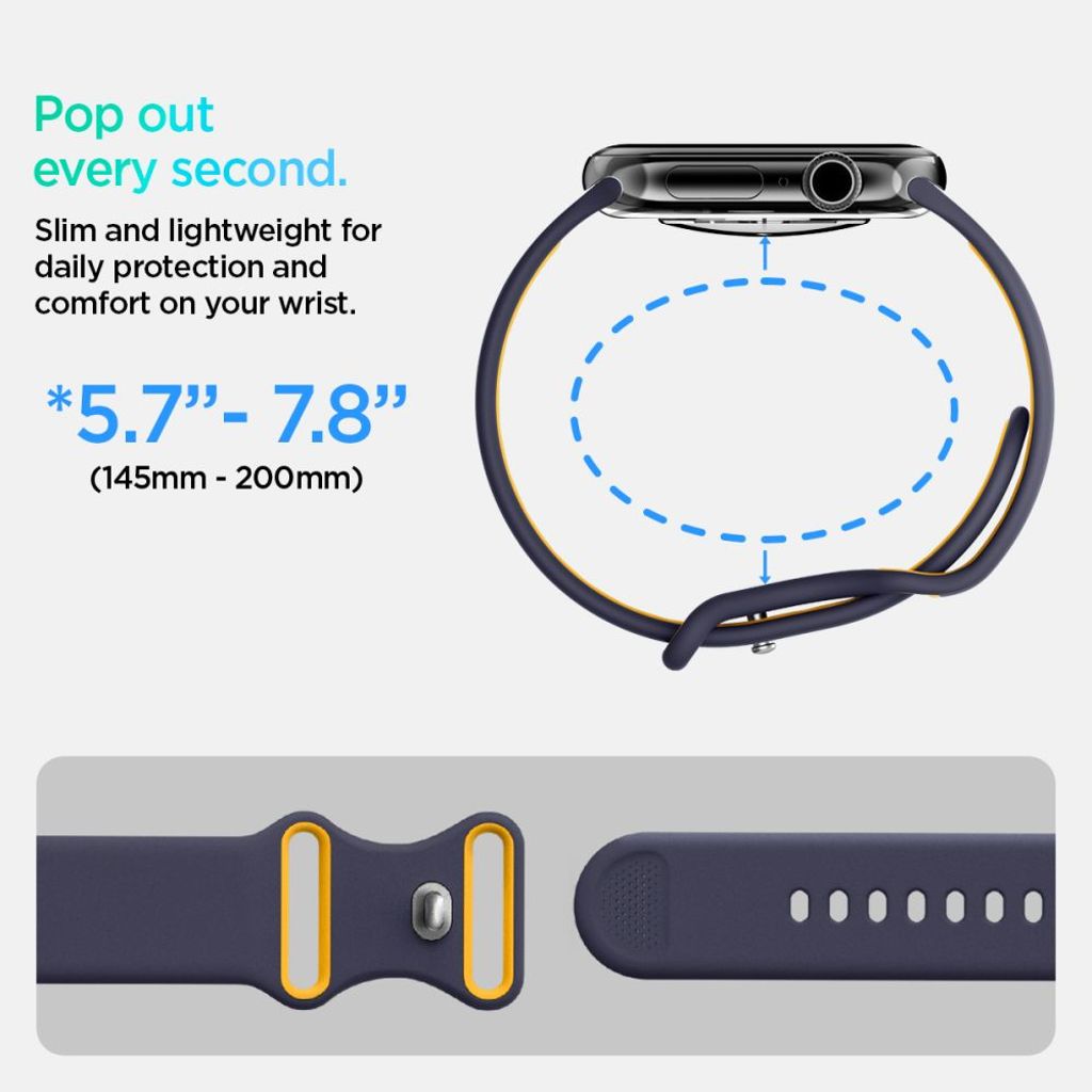 Spigen Nano Pop Klokkereim til Apple Watch 44/45/46/49 mm - Blå/Gul