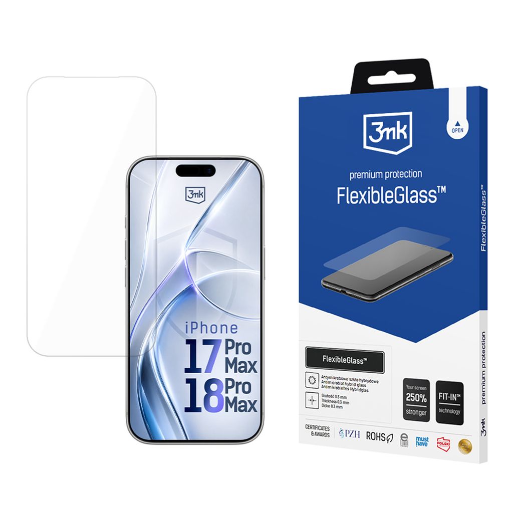 3mk FlexibleGlass v2.0 Hybrid Glass Näytönsuoja till iPhone 17 Pro Max