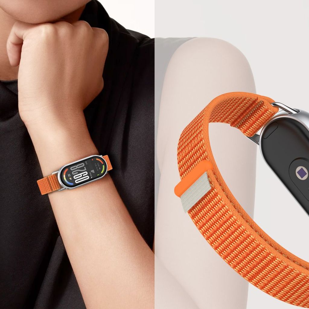 Tech-Protect Nylon Pro Kockarmband Xiaomi Smart Band 8/9/10/NFC - Orange/Grå