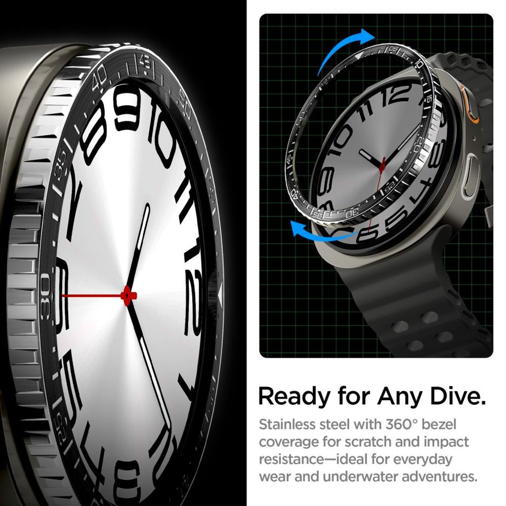 Spigen Tune Diver Samsung Galaxy Watch 8 Bezel - musta