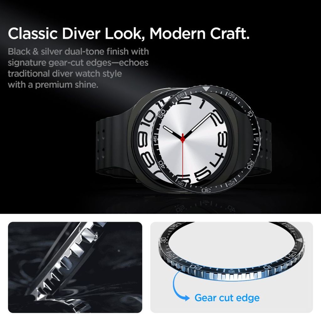 Spigen Tune Diver Samsung Galaxy Watch 8 Bezel - musta
