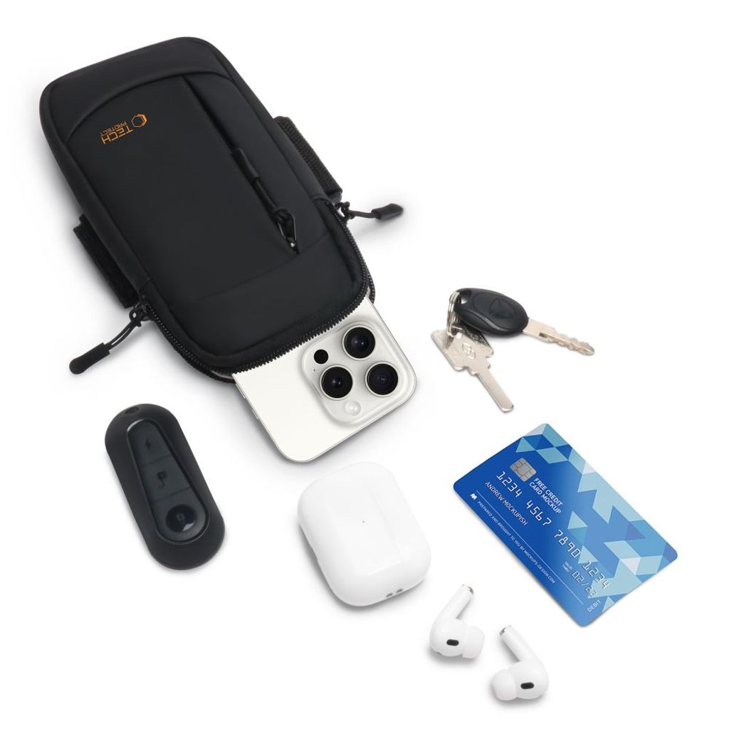 Tech-Protect M6 Universal Sport -urheiluranneke – musta ja oranssi