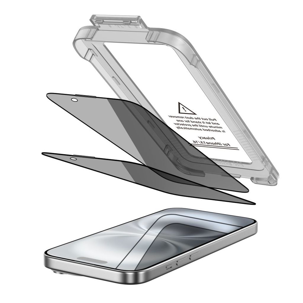 Tech-Protect Quick Set Spy+ iPhone 15/16 Privacy Skærmbeskyttelse 2-Pak